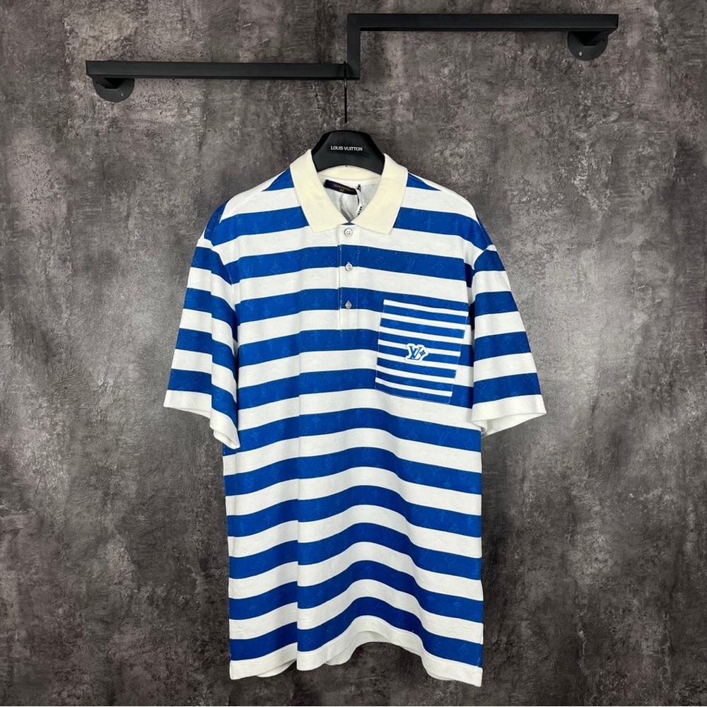 Louis Vuitton Blue and White Striped Polo Shirt